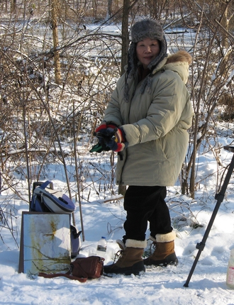 Carrie Painting Winter en Plein Aire